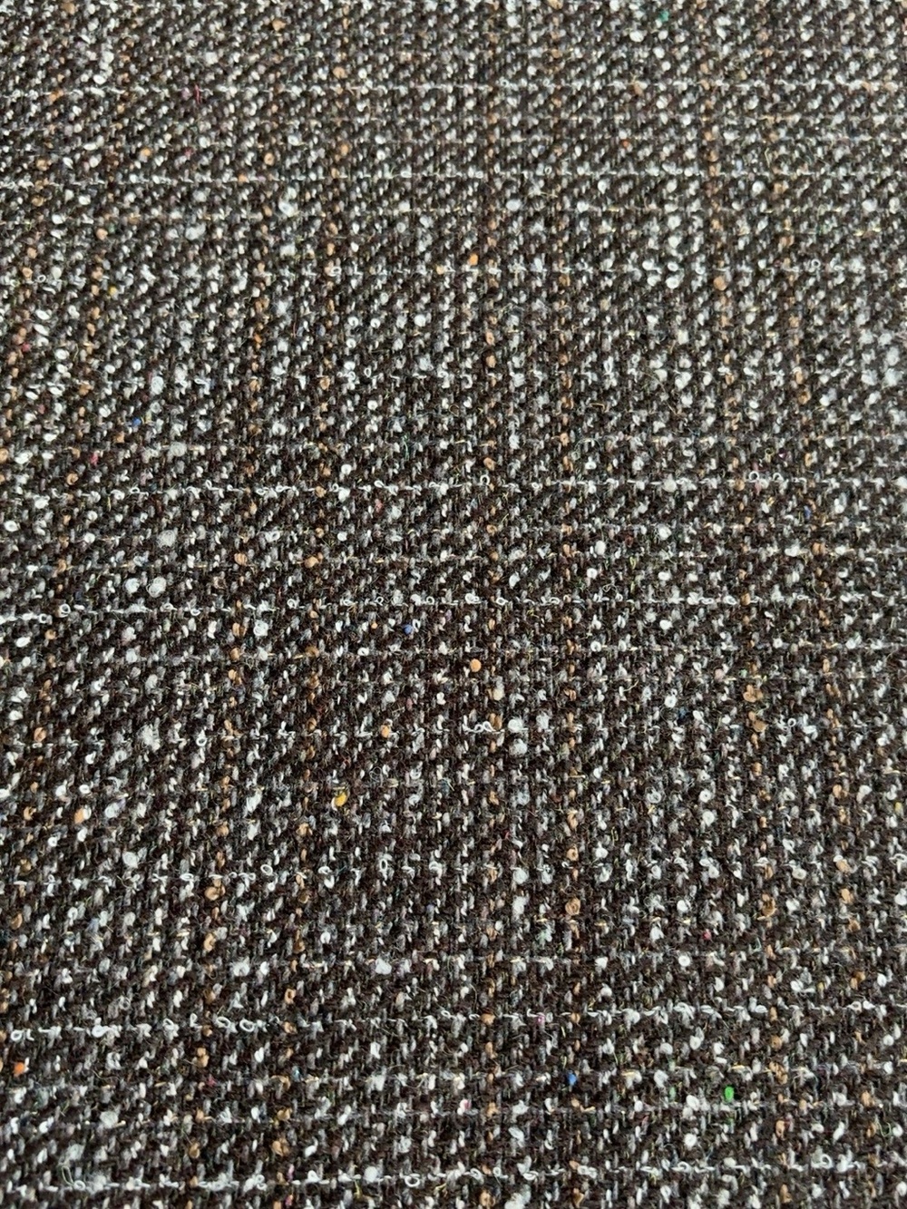 Vintage Wool Blend Bouclé Tweed Fabric Brown Charcoal Multicolor 91” x 58”